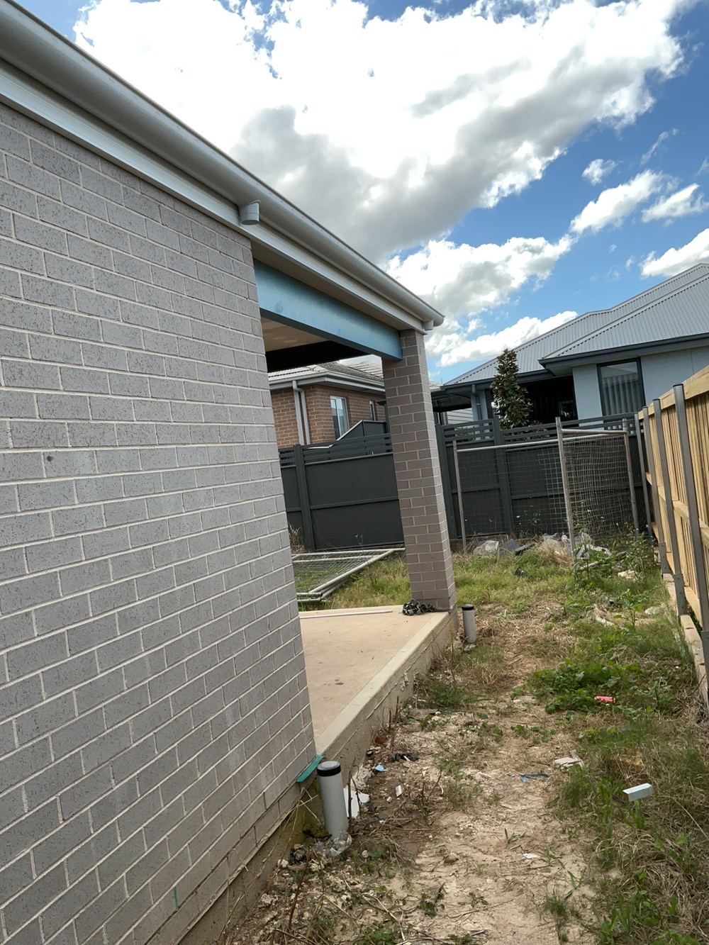 Ground floor downpipes not installed at the time of inspection, Cobbitty